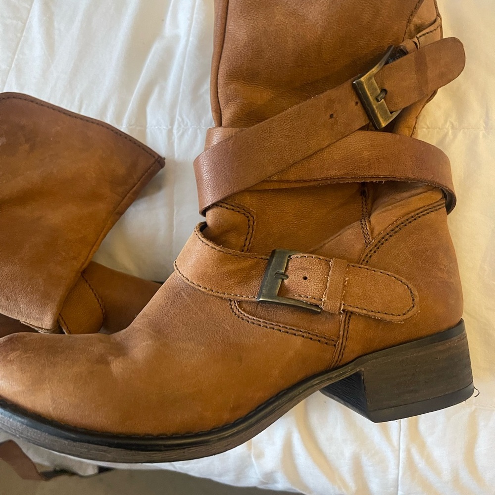 Steve Madden Brown Leather Combat Boots